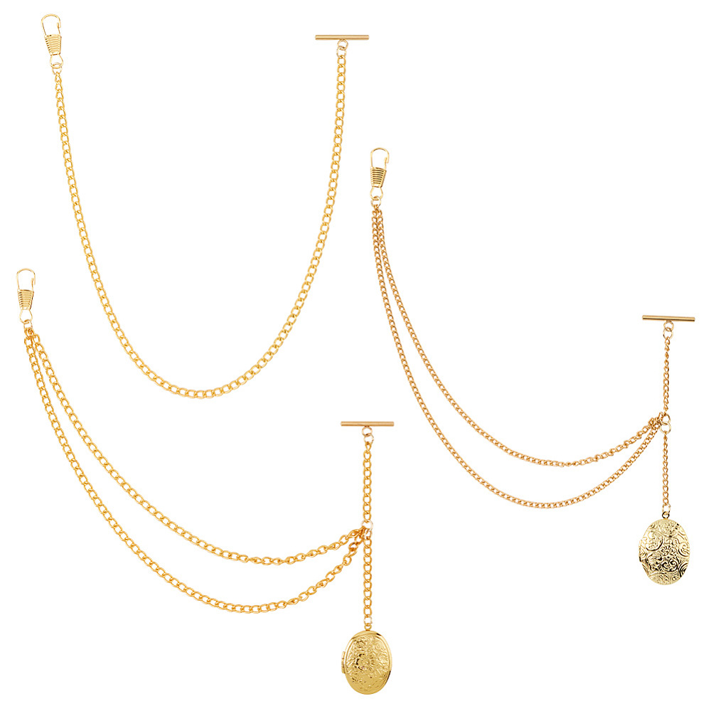 Men Accessories Locket - 3 Style Brass Pocket Watch Chain