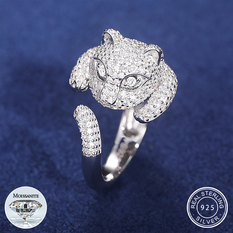 Men Accessories Wedding - Sparkling Moissanite Diamond Cat Design Opening