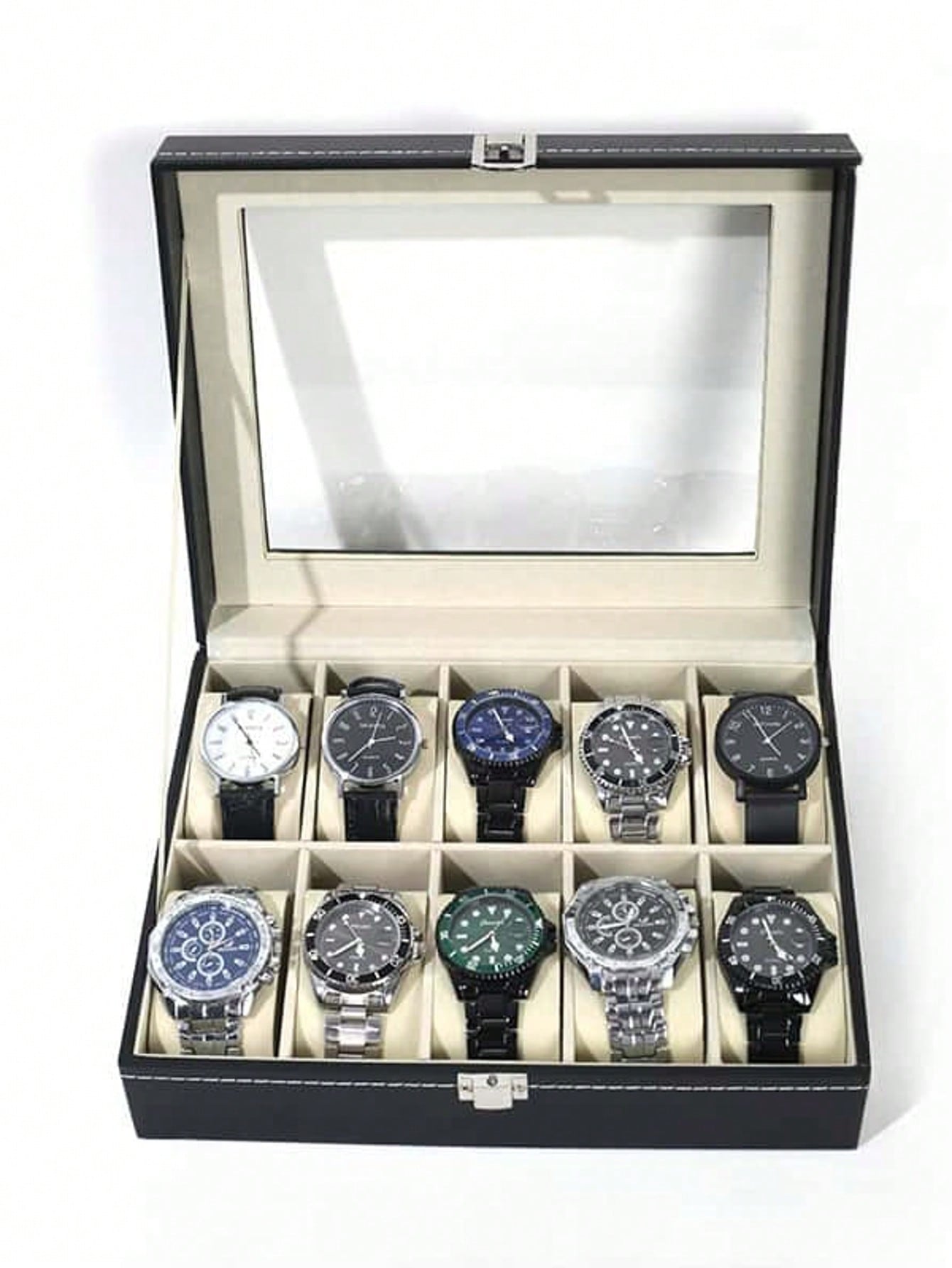 Men'S Accessories Case - Leather Watch Box with Lock, Large