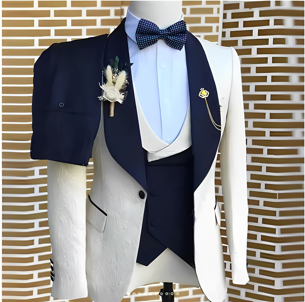 Men Accessories Elegant - Elegant WhiteJacquard Suits Men For Wedding
