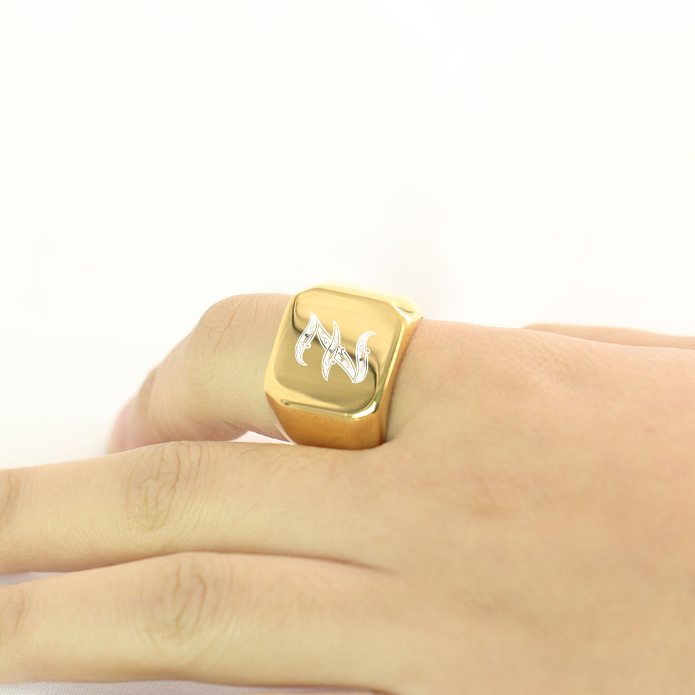 Gold Tone Mens Big Letter Ring - огляд і ціна Men Accessories Wedding