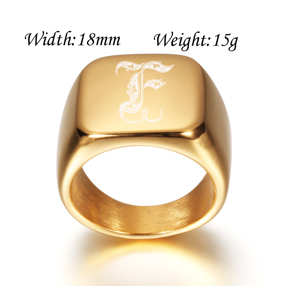 Gold Tone Mens Big Letter Ring - огляд і ціна Men Accessories Wedding