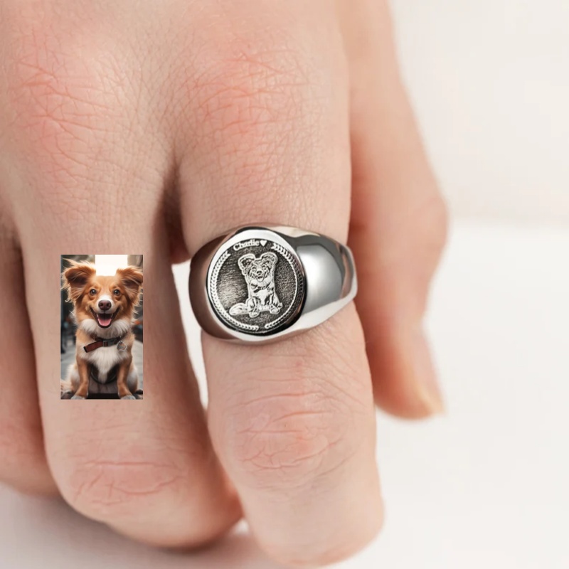 Custom Engrave Photo Signet Ri - огляд і ціна Men Accessories Wedding