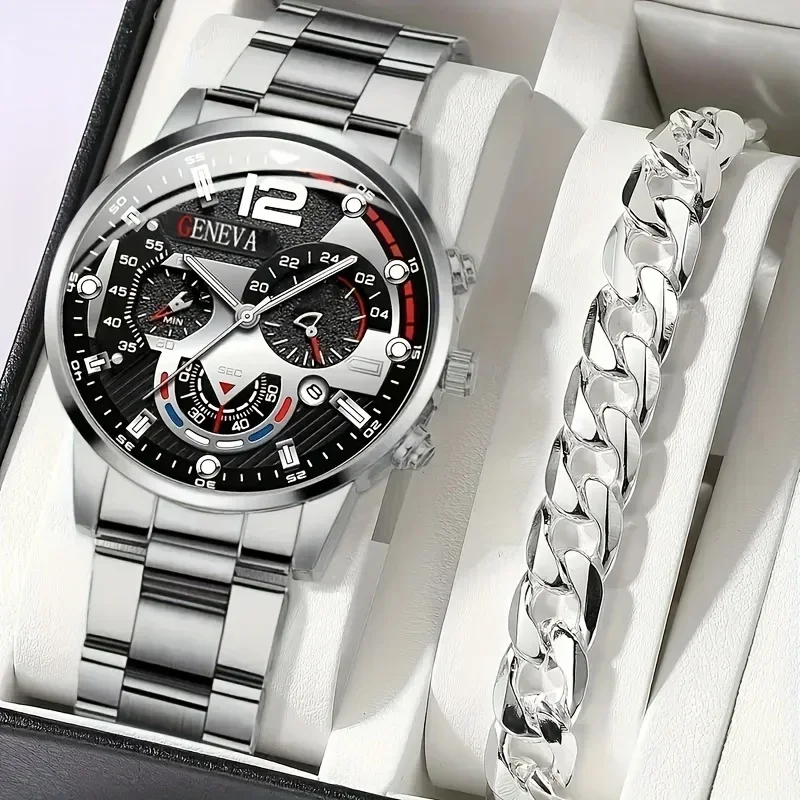 2pcs Stylish Round Face Quartz - огляд і ціна Men Accessories Elegant