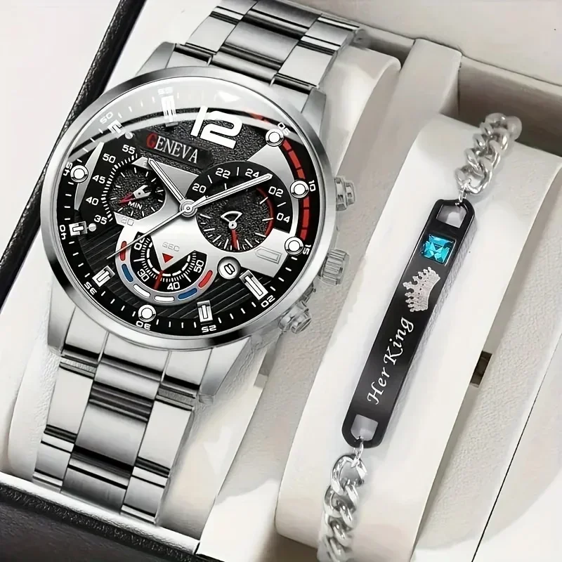2pcs Stylish Round Face Quartz - огляд і ціна Men Accessories Elegant